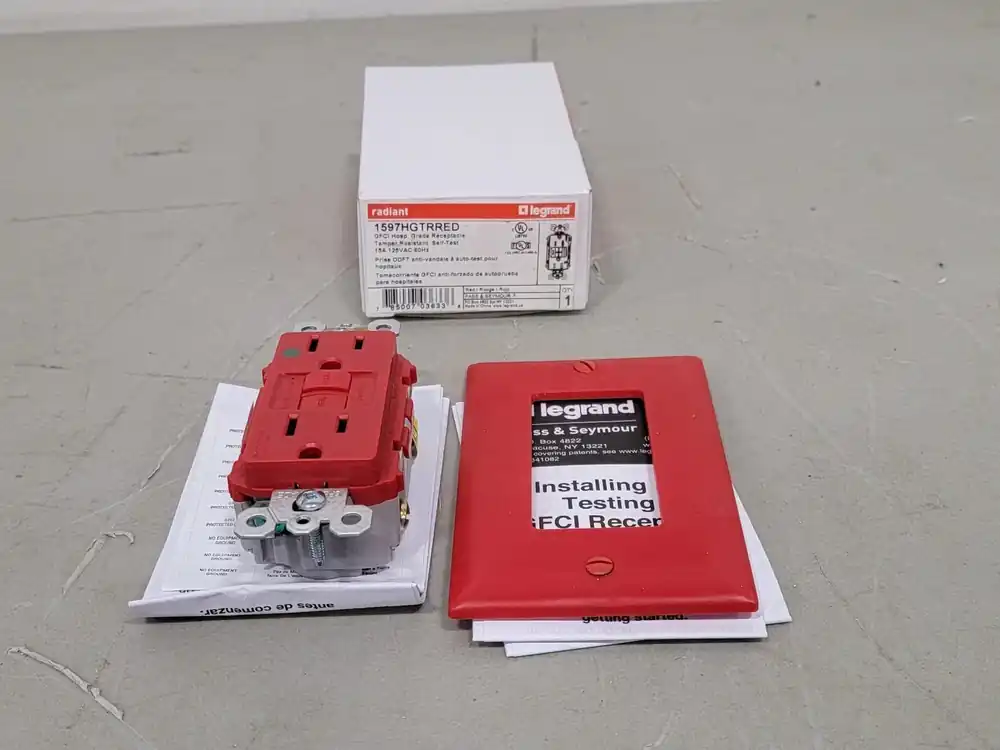 15A, 125VAC Hospital Grade Receptacle 1597HGTRRED (Box of 6)