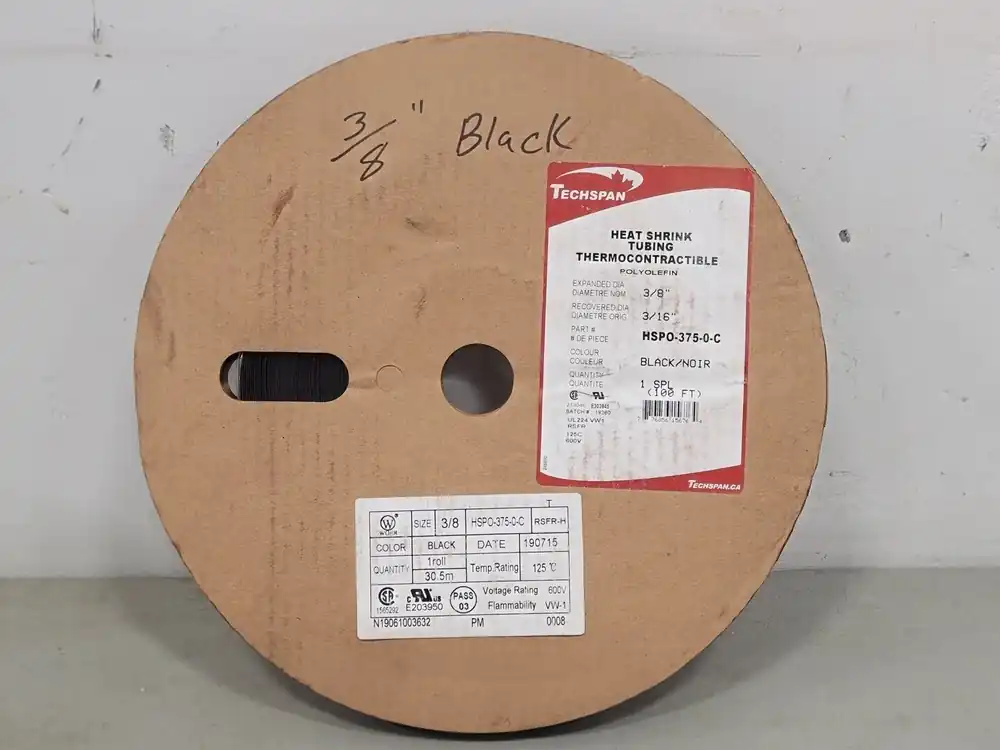 3/8" x 100ft Heat Shrink Tubing Black HSPO-375-0-C
