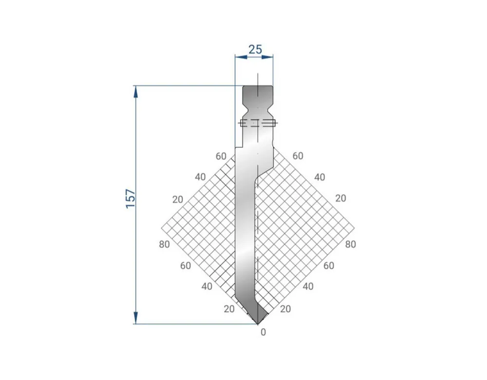 Part No. 1329 @ 550mm 80 Degree Straight, Relieved Punch (Segmented)