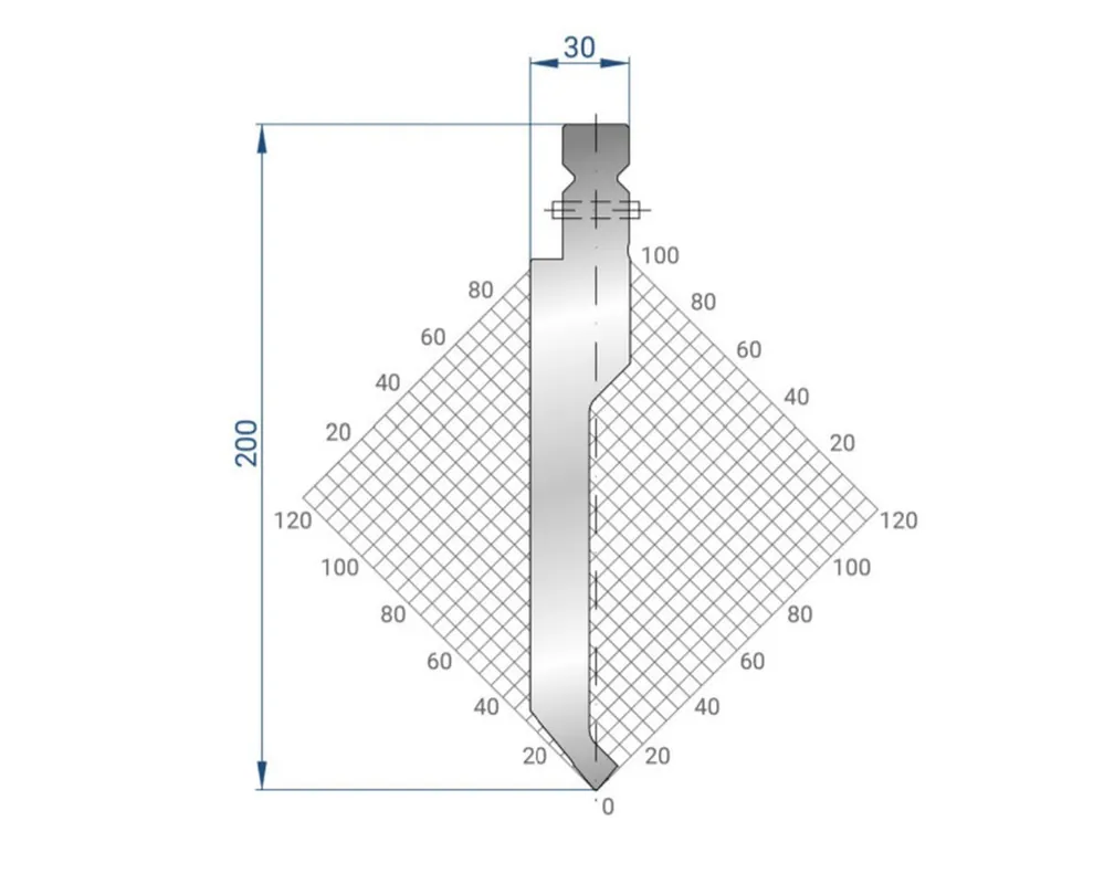 Part No. 1330 @ 200mm 80 Degree Straight, Relieved Punch