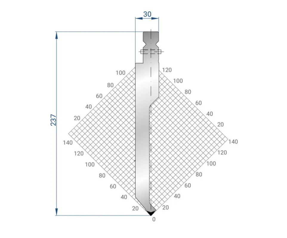 Part No. 1331 @ 550mm 80 Degree Straight, Relieved Punch (Segmented)