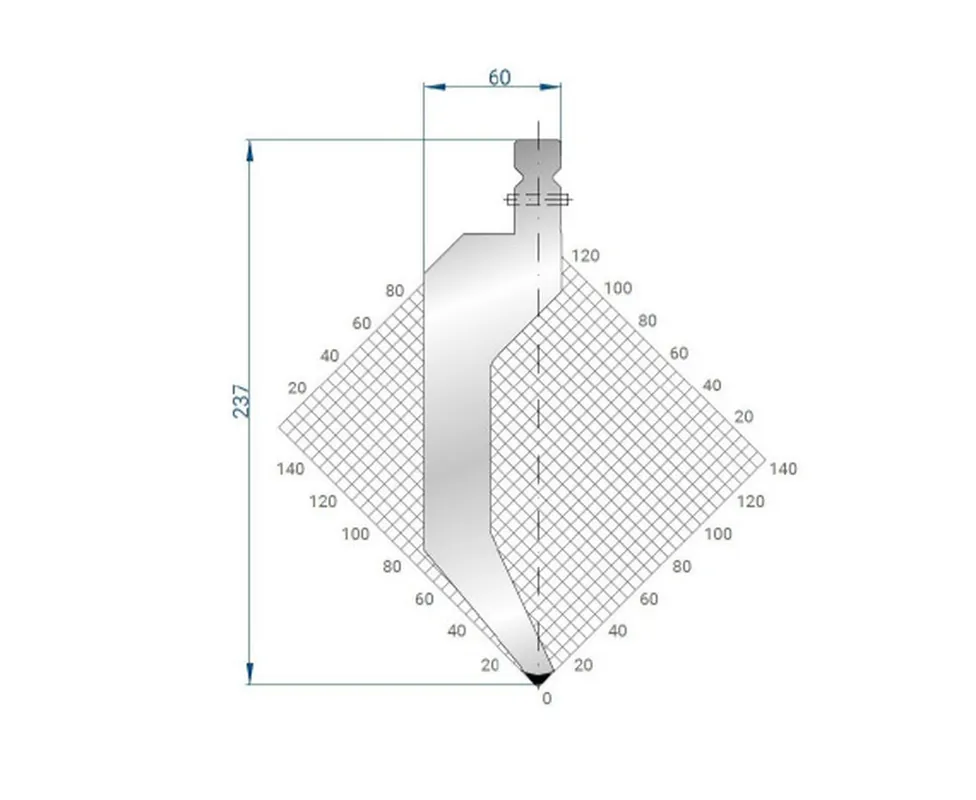 Part No. 1333 @ 515mm 80 Degree Straight, Relieved Punch