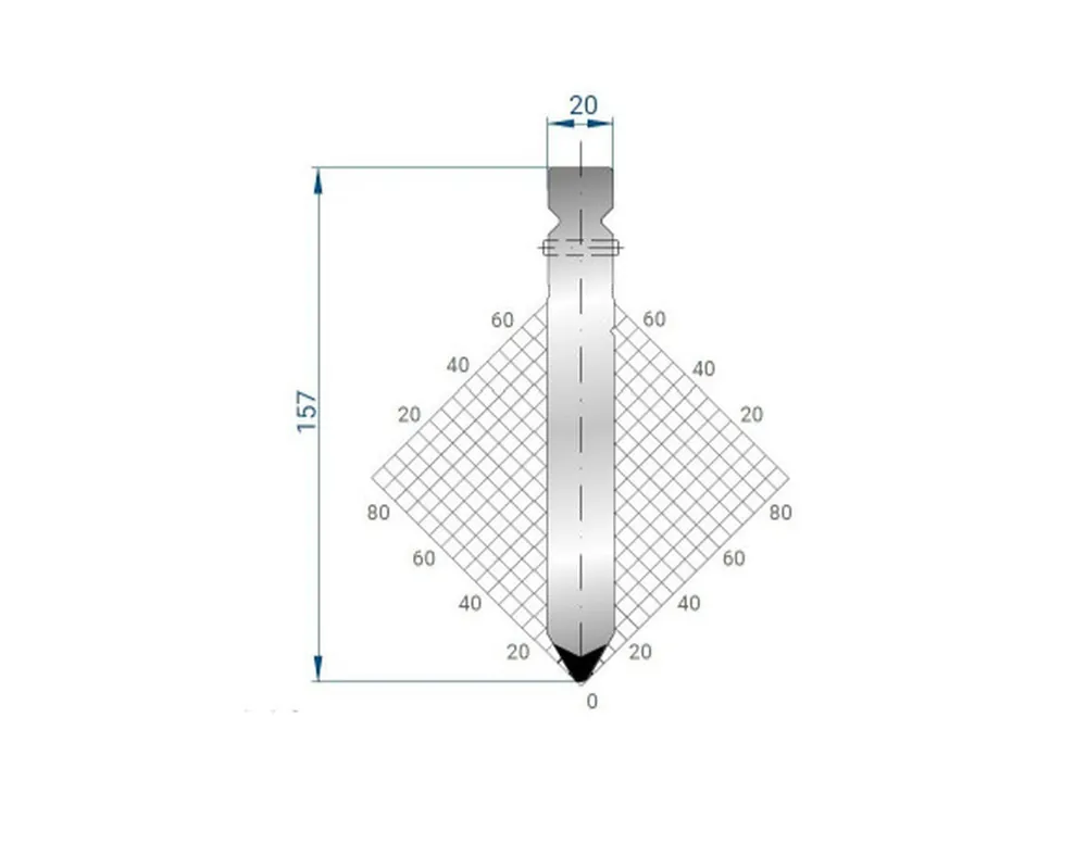 Part No. 1334 @ 200mm 60 Degree Straight, Relieved Punch