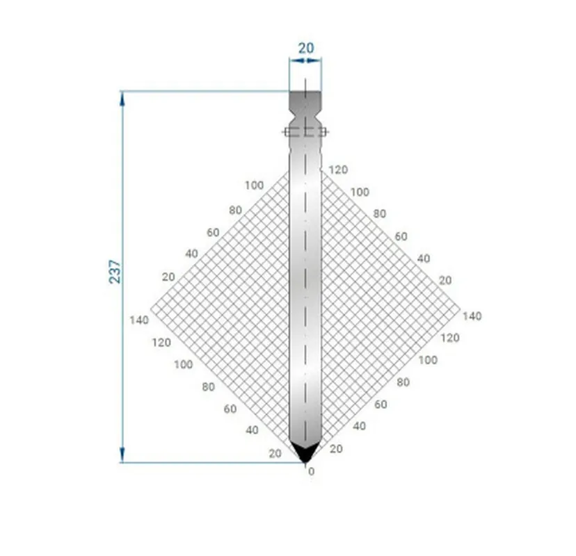 Part No. 1336 @ 200mm 60 Degree Straight, Relieved Punch
