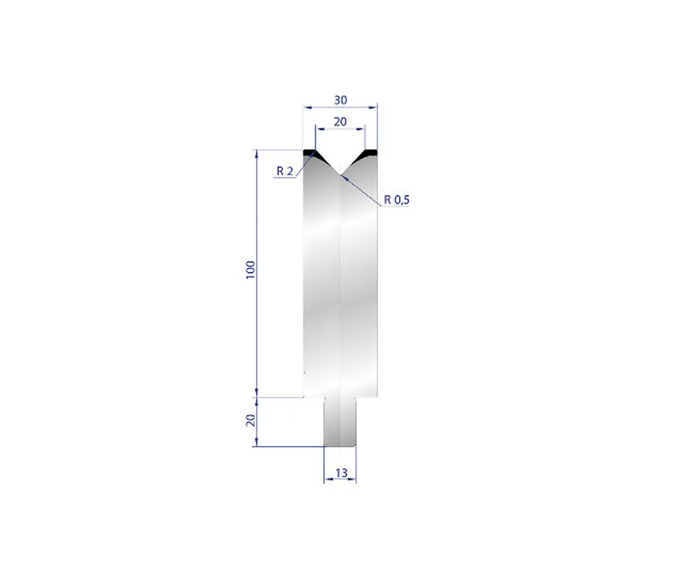 Part No. 3128 @ 100mm 86 Degree Single V Die