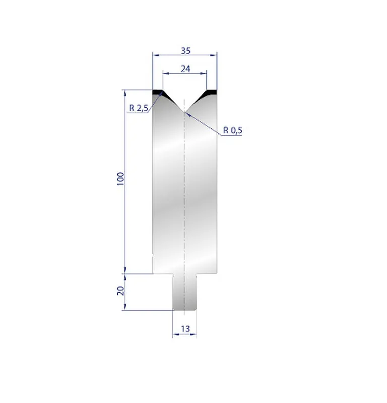 Part No. 3129 @ 100mm 86 Degree Single V Die