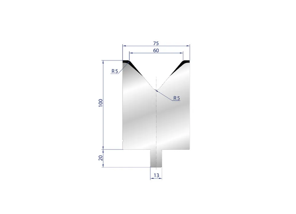 Part No. 3133 @ 50mm 80 Degree Single V Die