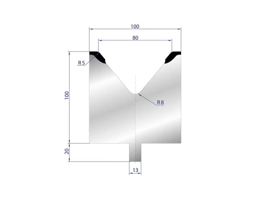 Part No. 3134 @ 45mm 80 Degree Single V Die