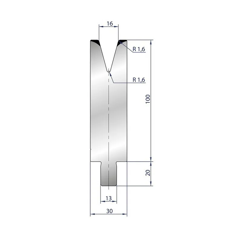 Part No. 3210 @ 550mm 30 Degree Single V Die (Segmented)