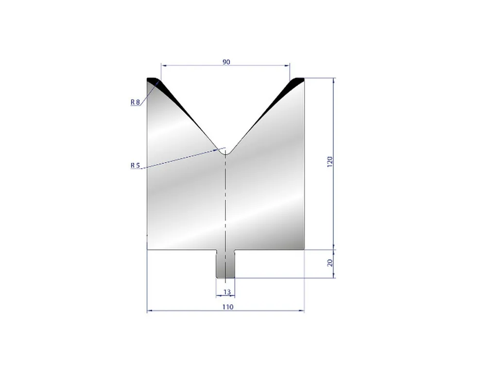 Part No. 3222 @ 40mm 80 Degree Single V Die