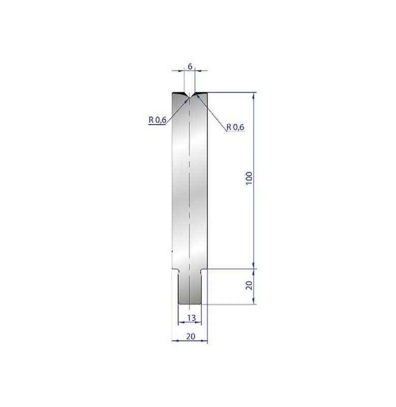 Part No. 3225 @ 200mm 84 Degree Single V Die