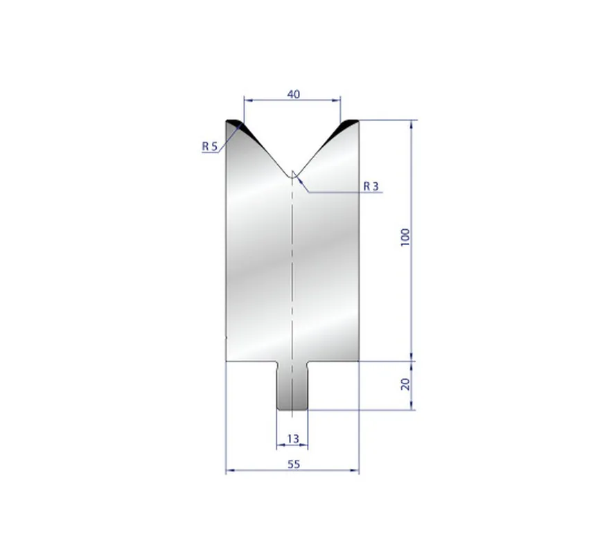 Part No. 3233 @ 550mm 80 Degree Single V Die (Segmented)