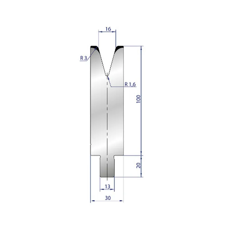 Part No. 3240 @ 550mm 30 Degree Single V Die (Segmented)