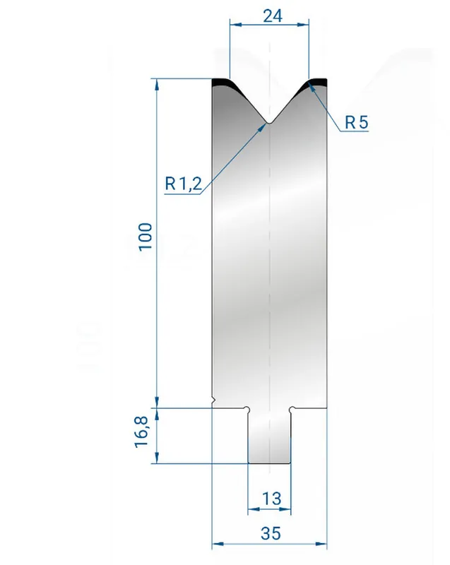 Part No. 3276 @ 200mm 80 Degree Single V DIe