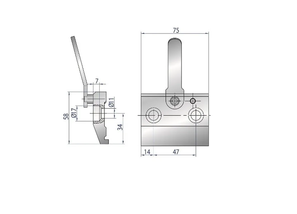 Part No. 4007 @ 75mm Clamp with Top Handle and Fixing Screws