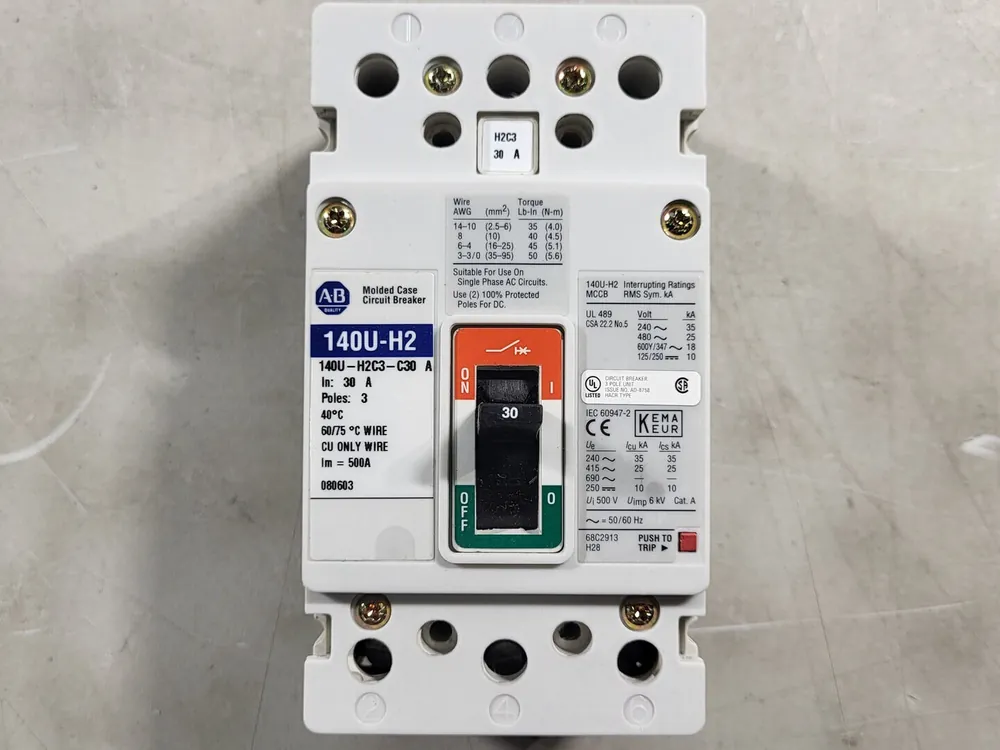 30 Amp, 3 Pole, 600 volts Circuit Breaker 140U-H2C3-C30-A