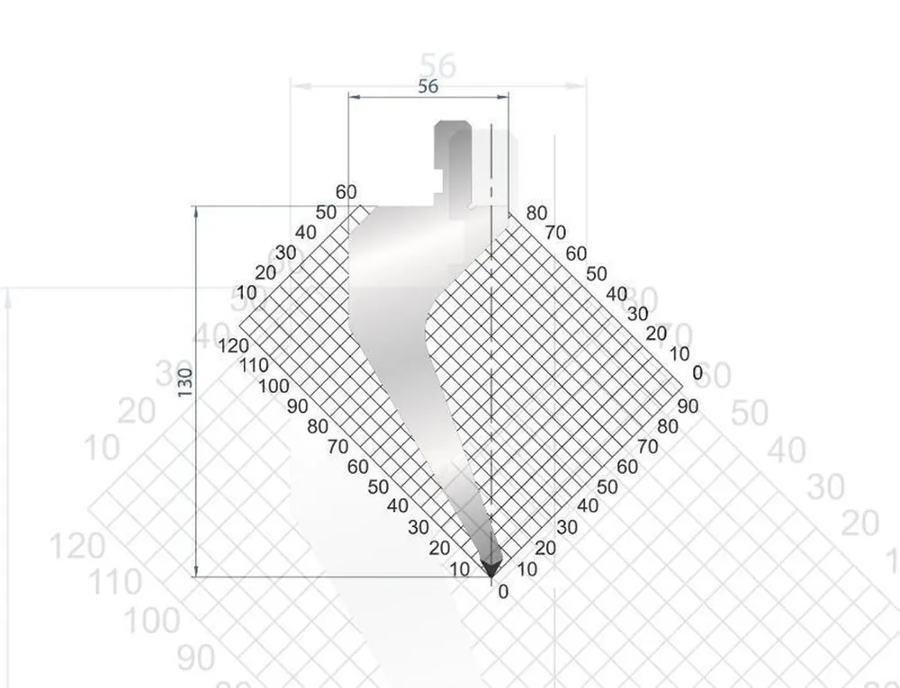 Part No. 1163 @ 805mm 60 Degree Gooseneck Punch (Segmented)