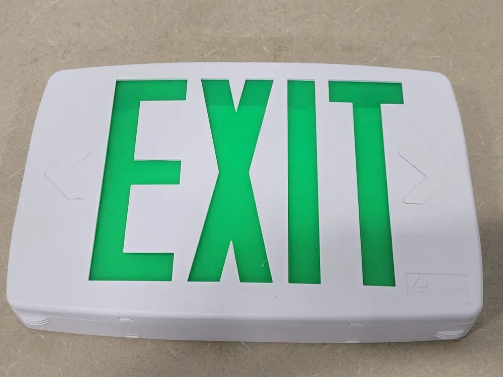 Thermoplastic LED Exit Sign Green LQM S W 3 G 120/277 M6