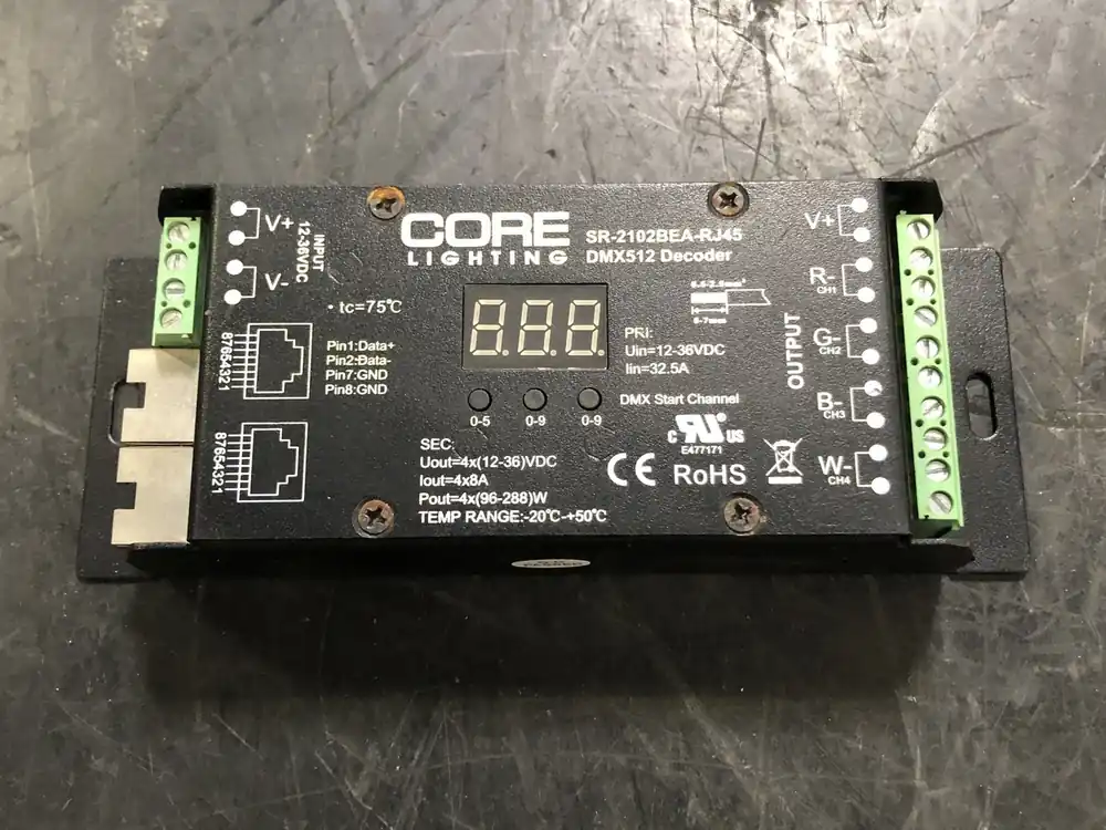 DMX 512 Decoder 4 Channel RGB & RGBW Controller SR-2102BEA-RJ45