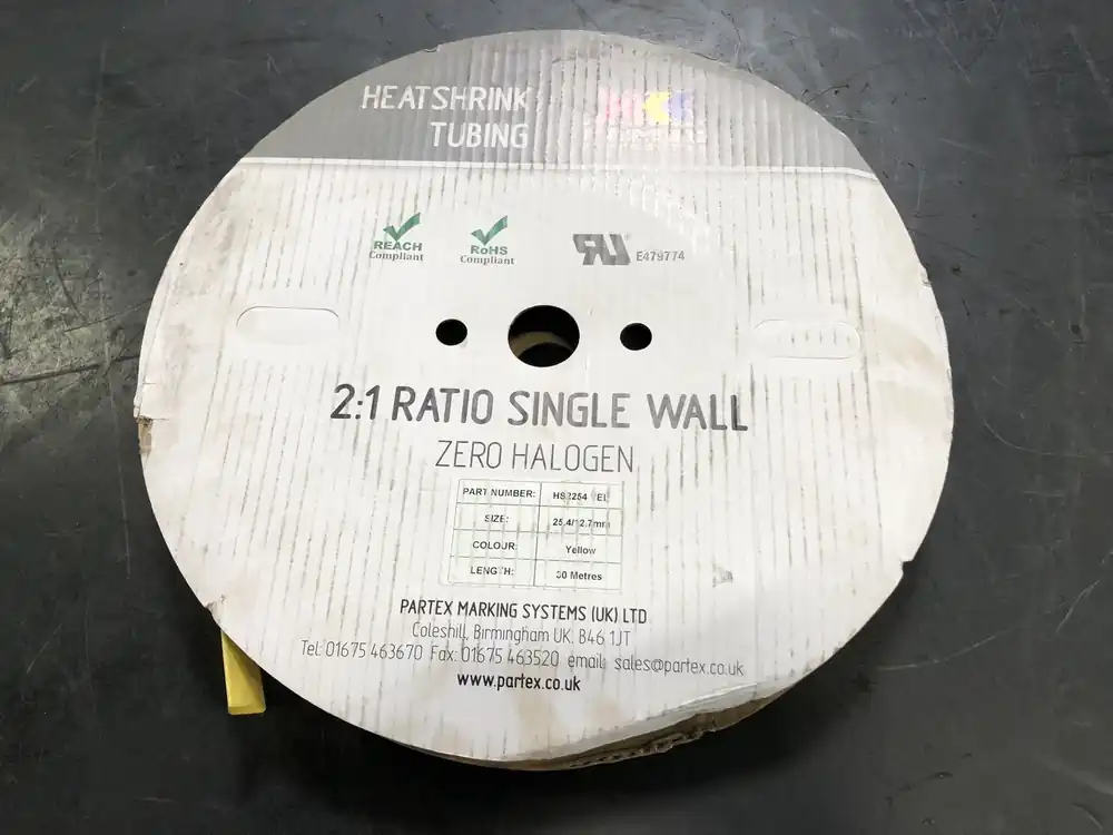 25.4mm Heat Shrink Tube 30m Roll HS2254 YEL