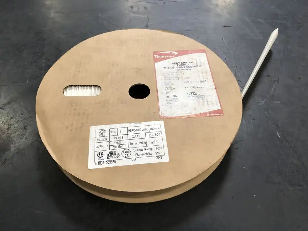 1" x 100 ft Heat Shrink Tubing White HSPO-1000-WH-C