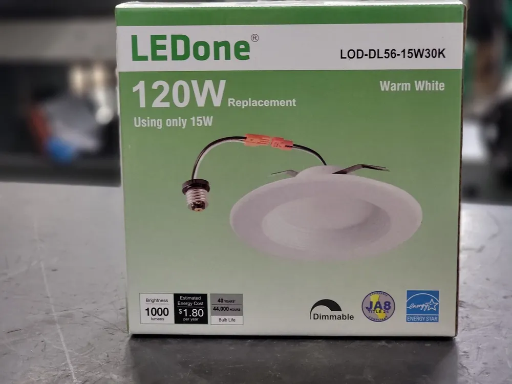 5/6" Recessed Downlight LOD-DL56-15W30K, 15W Dimmable (Box of 7)
