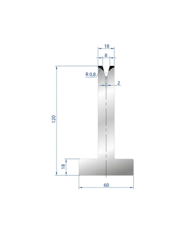 Part No. 3074 @ 415mm 30 Degree T Shape Die