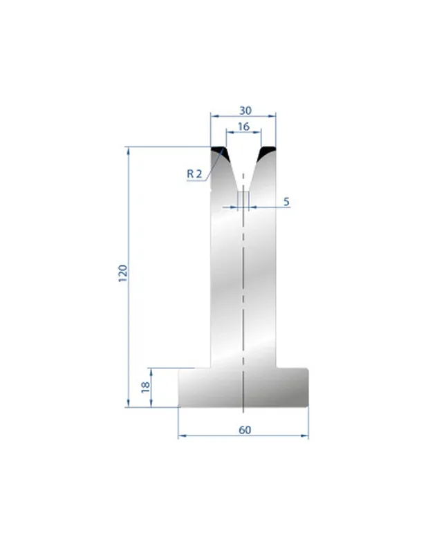 Part No. 3077 @ 805mm 30 Degree T Shape Die (Segmented)