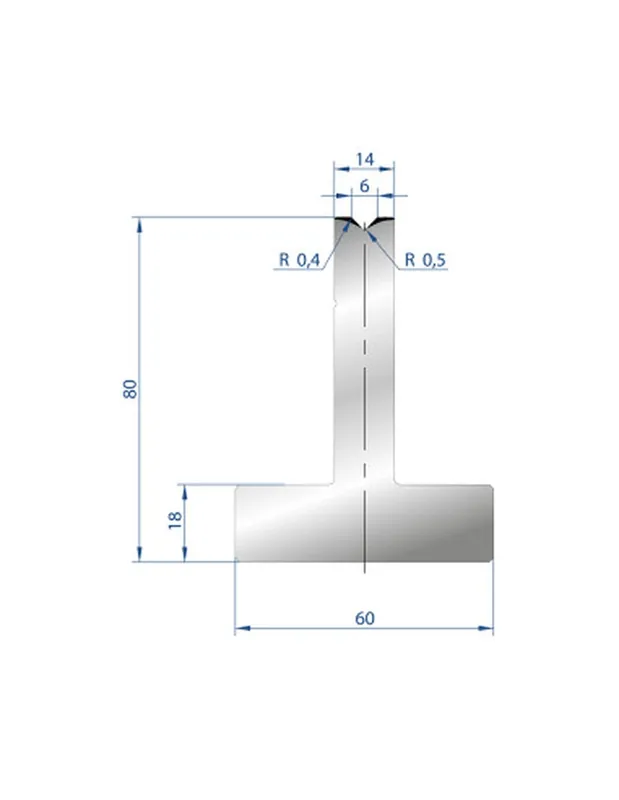 Part No. 3080 @ 415mm 88 Degree T Shape Die