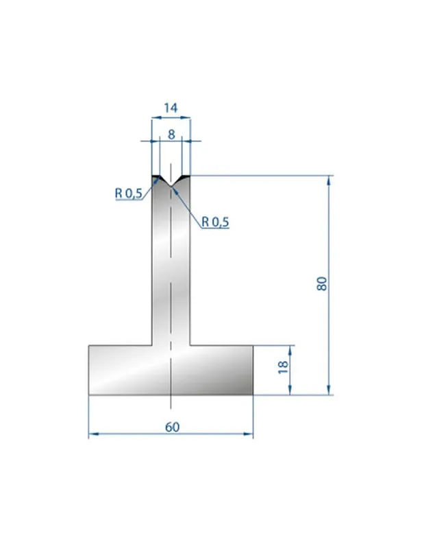 Part No. 3087 @ 835mm 85 Degree T Shape Die