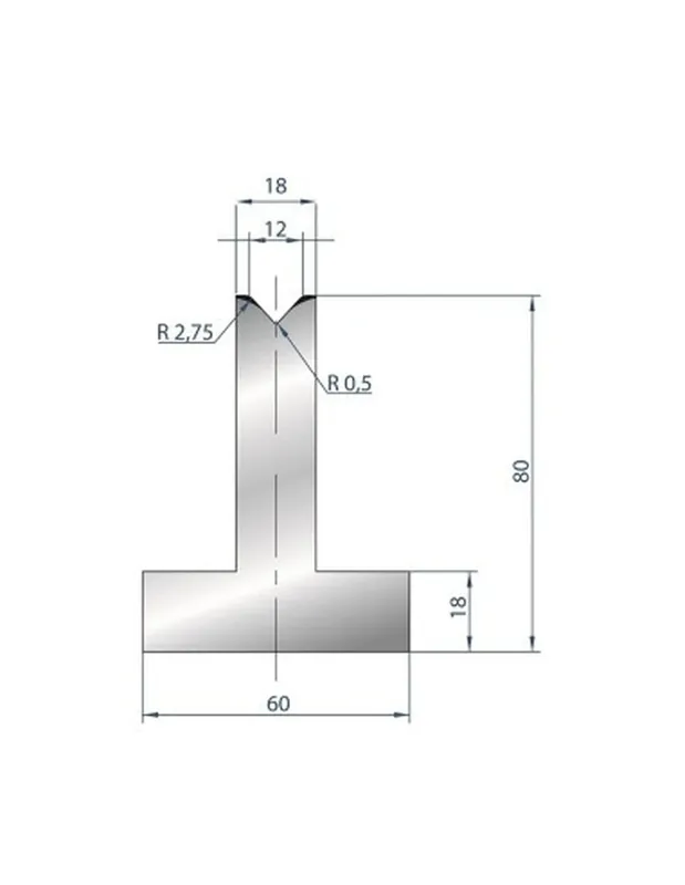 Part No. 3089 @ 415mm 85 Degree T Shape Die