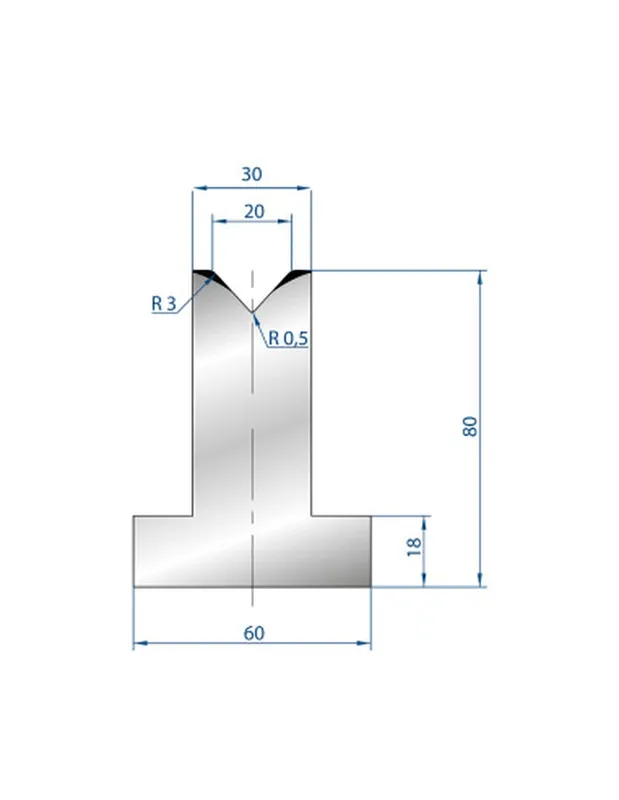 Part No. 3091 @ 415mm 85 Degree T Shape Die