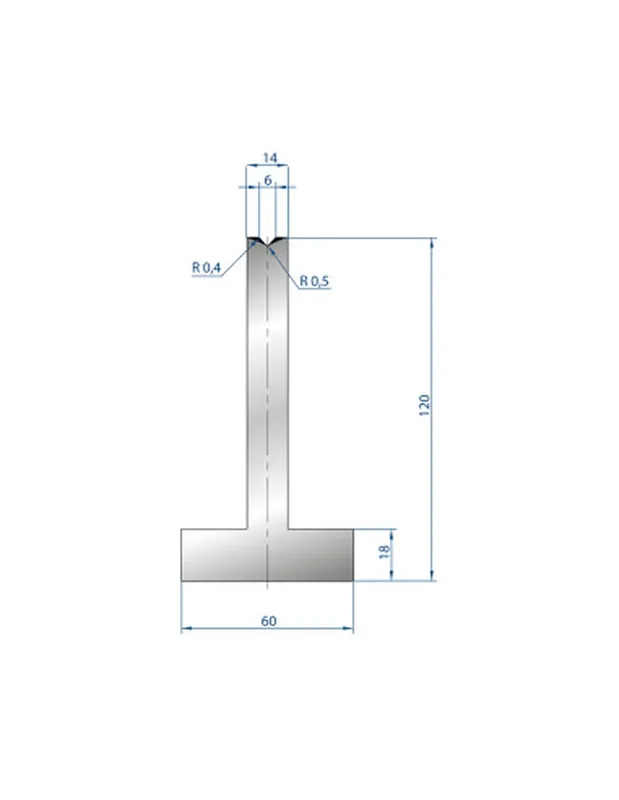 Part No. 3093 @ 805mm 85 Degree T Shape Die (Segmented)