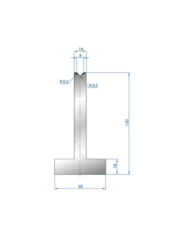 Part No. 3094 @ 415mm 85 Degree T Shape Die