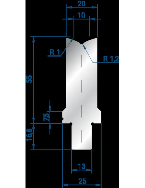 Part No. 3252 @ 515mm 86 Degree Single V Die
