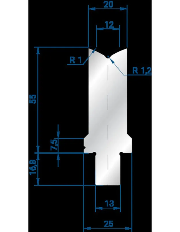 Part No. 3253 @ 100mm 86 Degree Single V Die