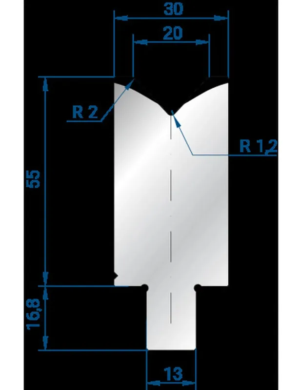 Part No. 3255 @ 100mm 86 Degree Single V Die