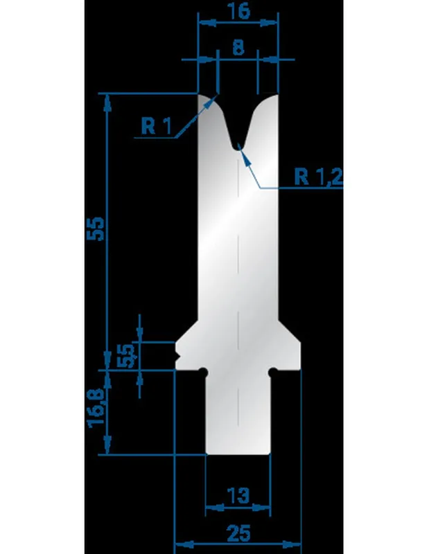 Part No. 3261 @ 200mm 30 Degree Single V Die