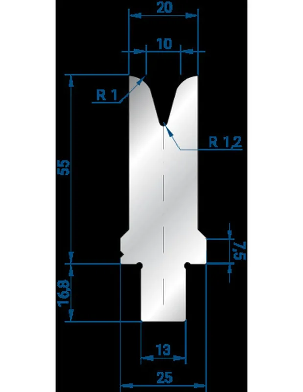 Part No. 3262 @ 100mm 30 Degree Single V Die