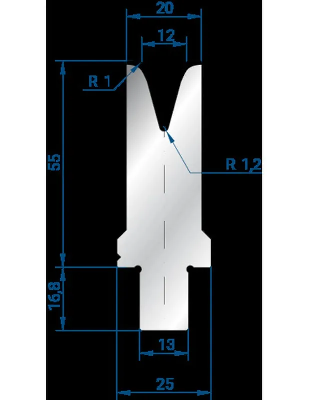 Part No. 3263 @ 200mm 30 Degree Single V Die