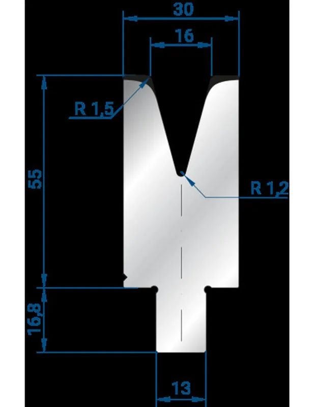 Part No. 3264 @ 200mm 30 Degree Single V Die