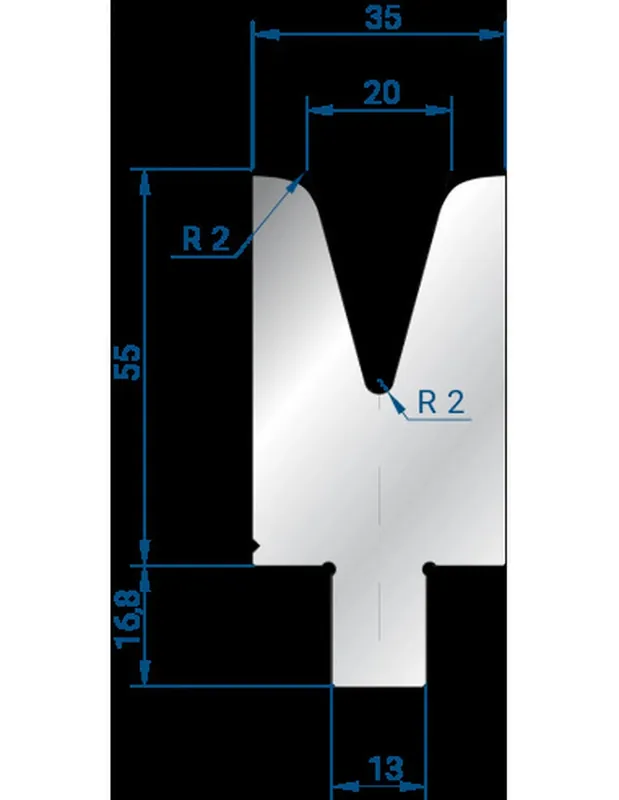 Part No. 3265 @ 550mm 30 Degree Single V Die (Segmented)