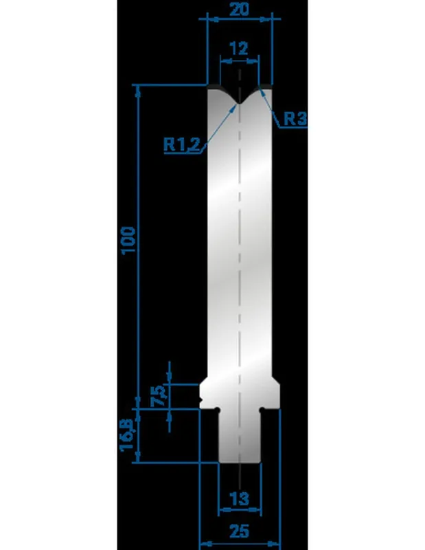 Part No. 3273 @ 100mm 86 Degree Single V Die