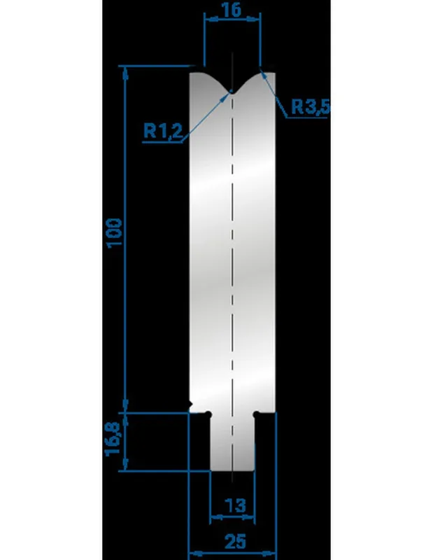 Part No. 3274 @ 100mm 86 Degree Single V Die