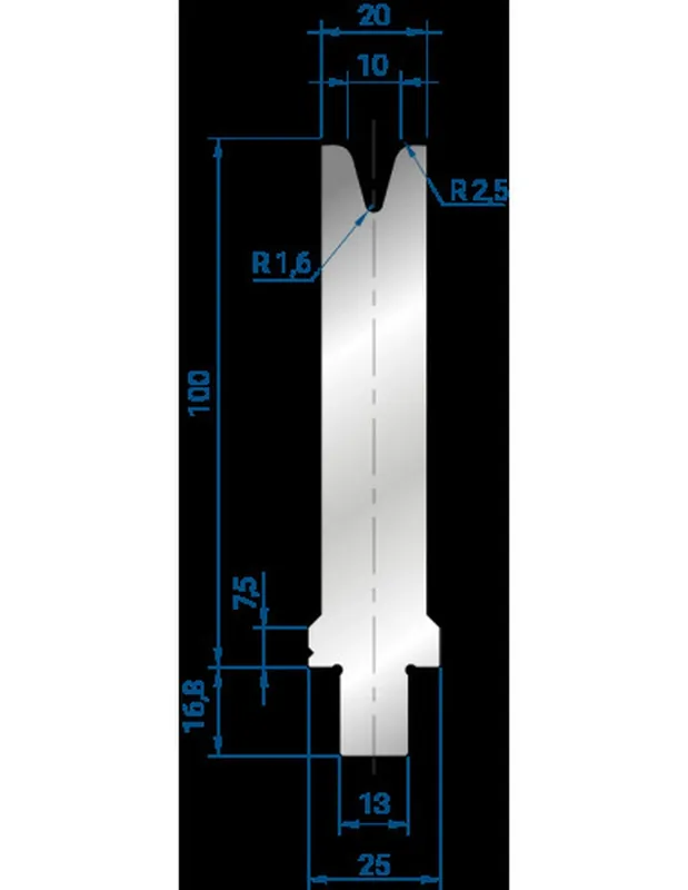 Part No. 3282 @ 515mm 30 Degree Single V Die