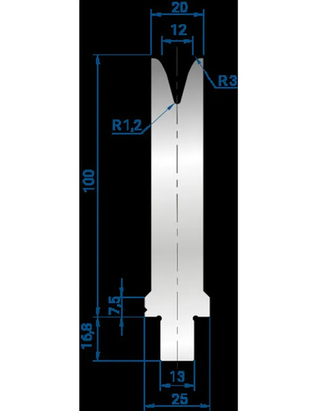 Part No. 3283 @ 515mm 30 Degree Single V Die