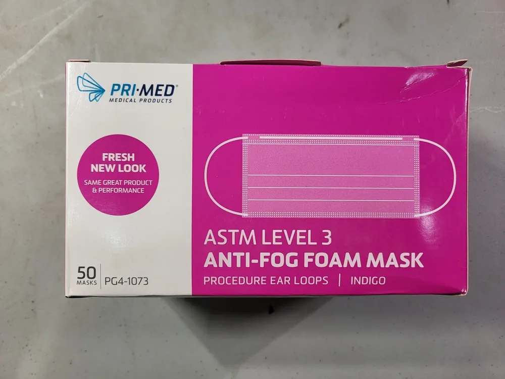 ASTM Level 3 Anti-Fog Foam Procedure Face Masks PG4-1073 (5 boxes of 50 masks)