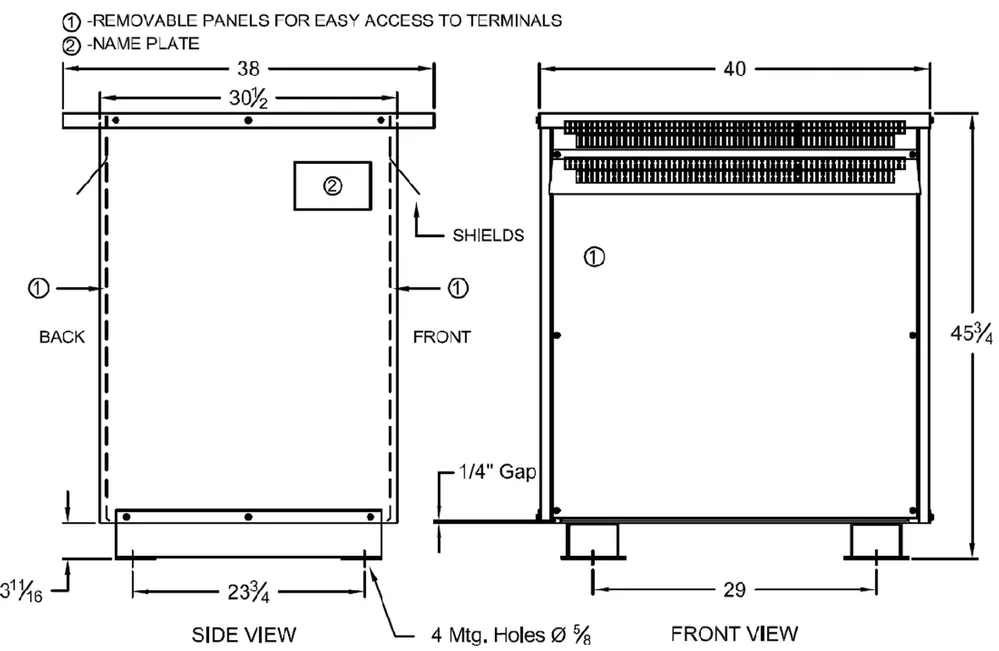 225 kVA Auto Transformer, 480 pri. volts, 208 sec. volts AVR225SH4A/N