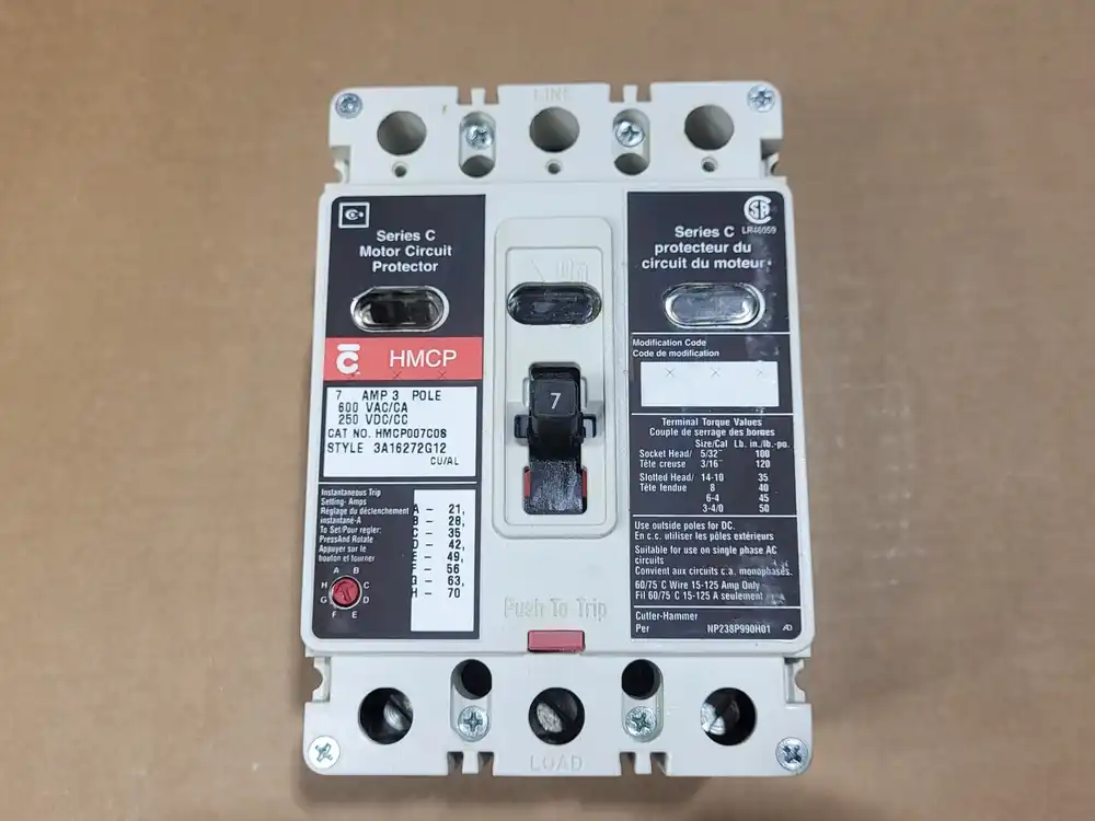 7 Amp, 3 Pole, 600 Volt Motor Circuit Breaker HMCP007C08