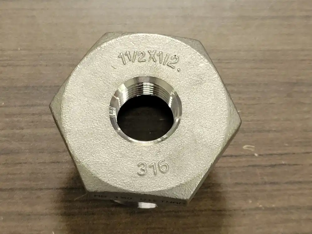 1-1/2" x 1/2" 316 Stainless Steel Hex Head Reducing Bushing MB 150
